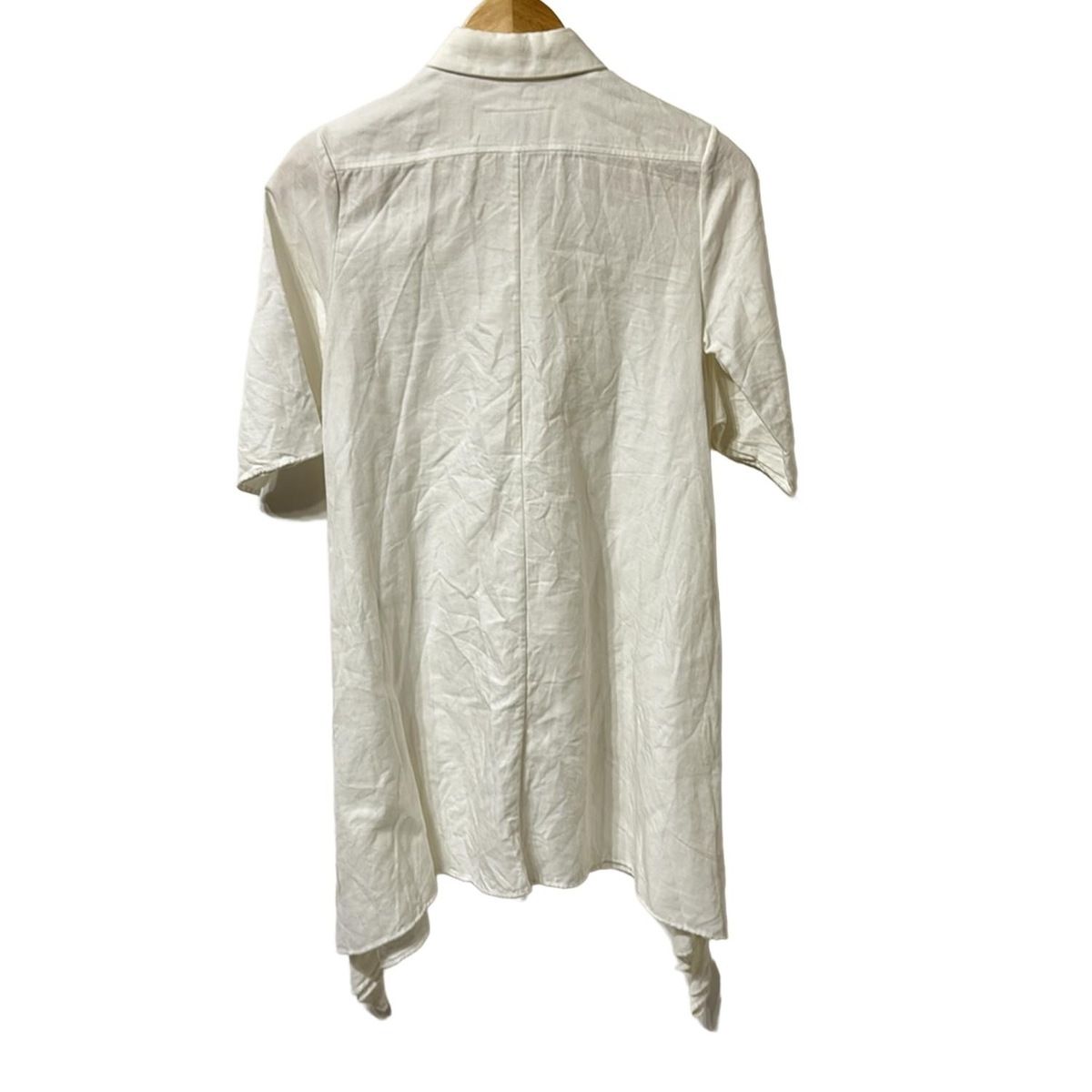 MM 6 エムエムシックス ワンピース サイズ38 L レディース - 白 レギュラー 半袖 ミニ 麻混 シャツワンピ