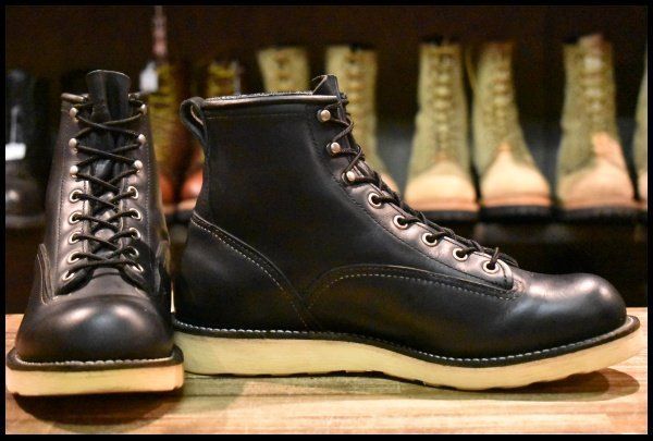 7.5 D 08年 レッドウィング 2913 ラインマン 黒 ブラッククローム LTT 編み上げ レースアップ ブーツ redwing FL 063