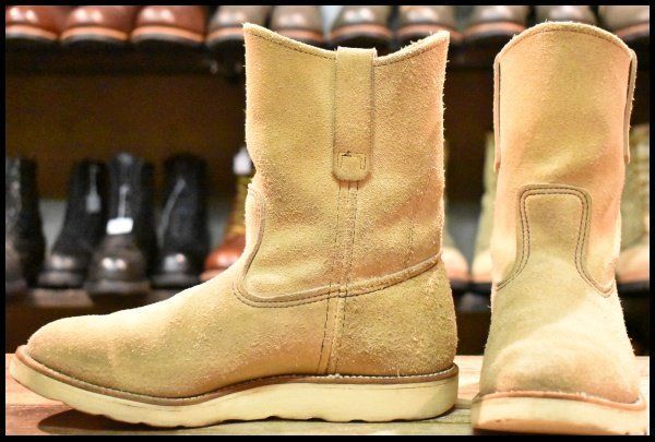 8 E 羽タグ 96年 レッドウィング 8168 スエード ペコス タン ラフアウト ベージュ クッションソール ブーツ redwing FL 064
