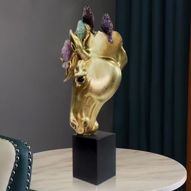  オブジェ エレガント 置物 樹脂 サイ ウマ カバ 3種類 ゴールド 美術工芸 動物 現代彫刻デスク装飾 インテリア リビング ダイニング 寝室 玄関 ギフト プレゼント 贈り物 棚装飾 観葉植物 置物 インテリア小物