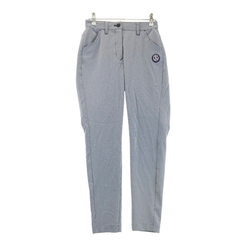 サイズ S AND PER SE アンパスィ モデル ストレッチパンツ 総柄 ネイビー系 ゴルフウェア レディース ストスト