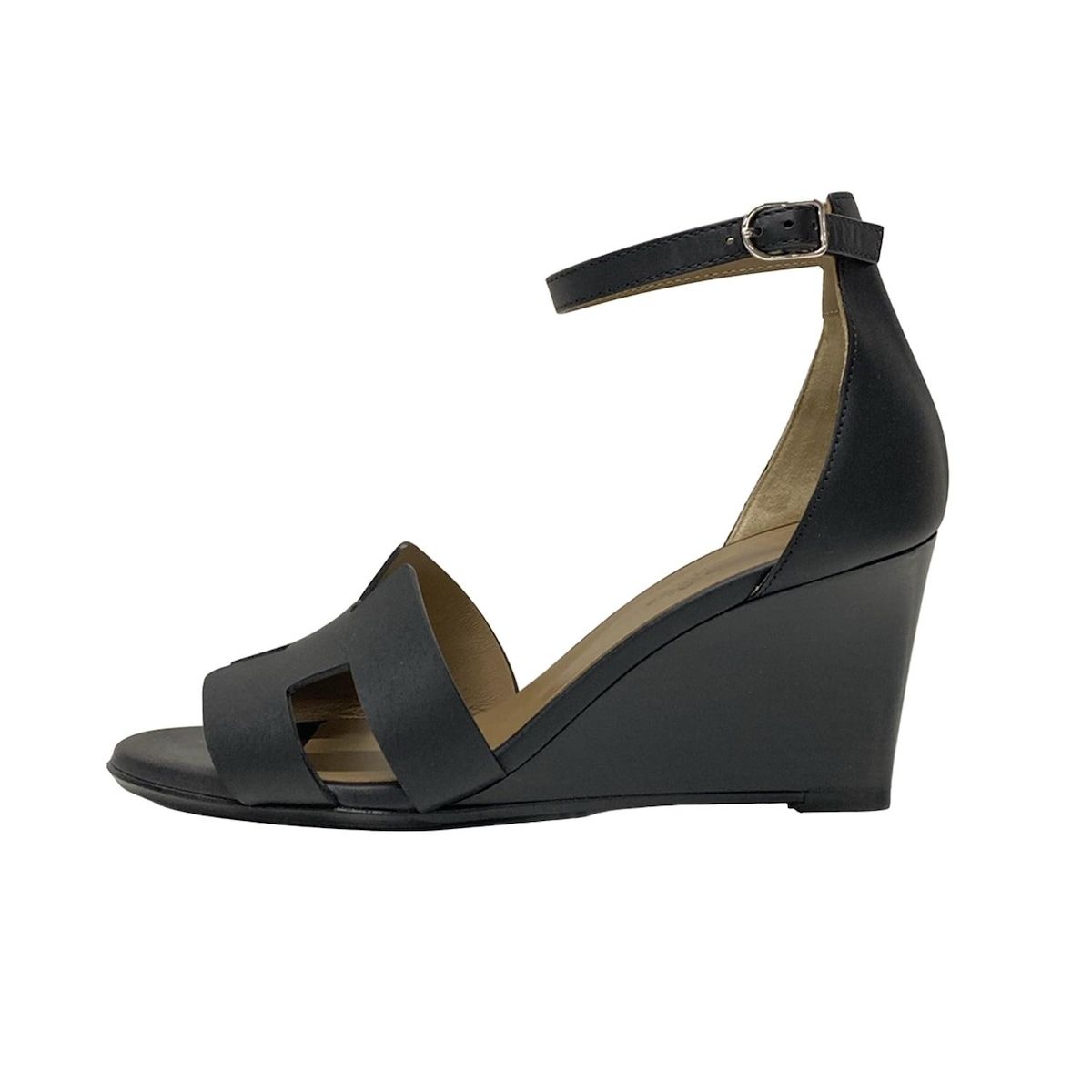 HERMES(エルメス) パンプス 37 レディース レジェンド 黒 ウェッジ