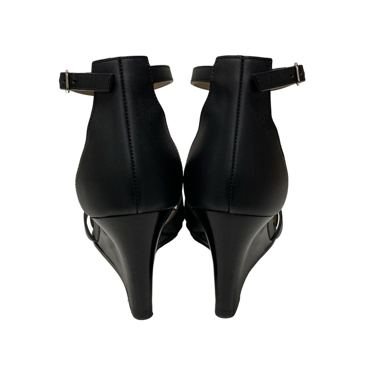 HERMES エルメス　オープントゥ　パンプス　靴 HERMES / エルメス オープントゥ 牛革 カーフ ブラック 黒 パンプス