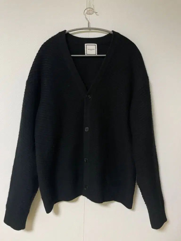 ウーヨンミ 斜めボーダー 櫛目柄 カーディガン サイズ48