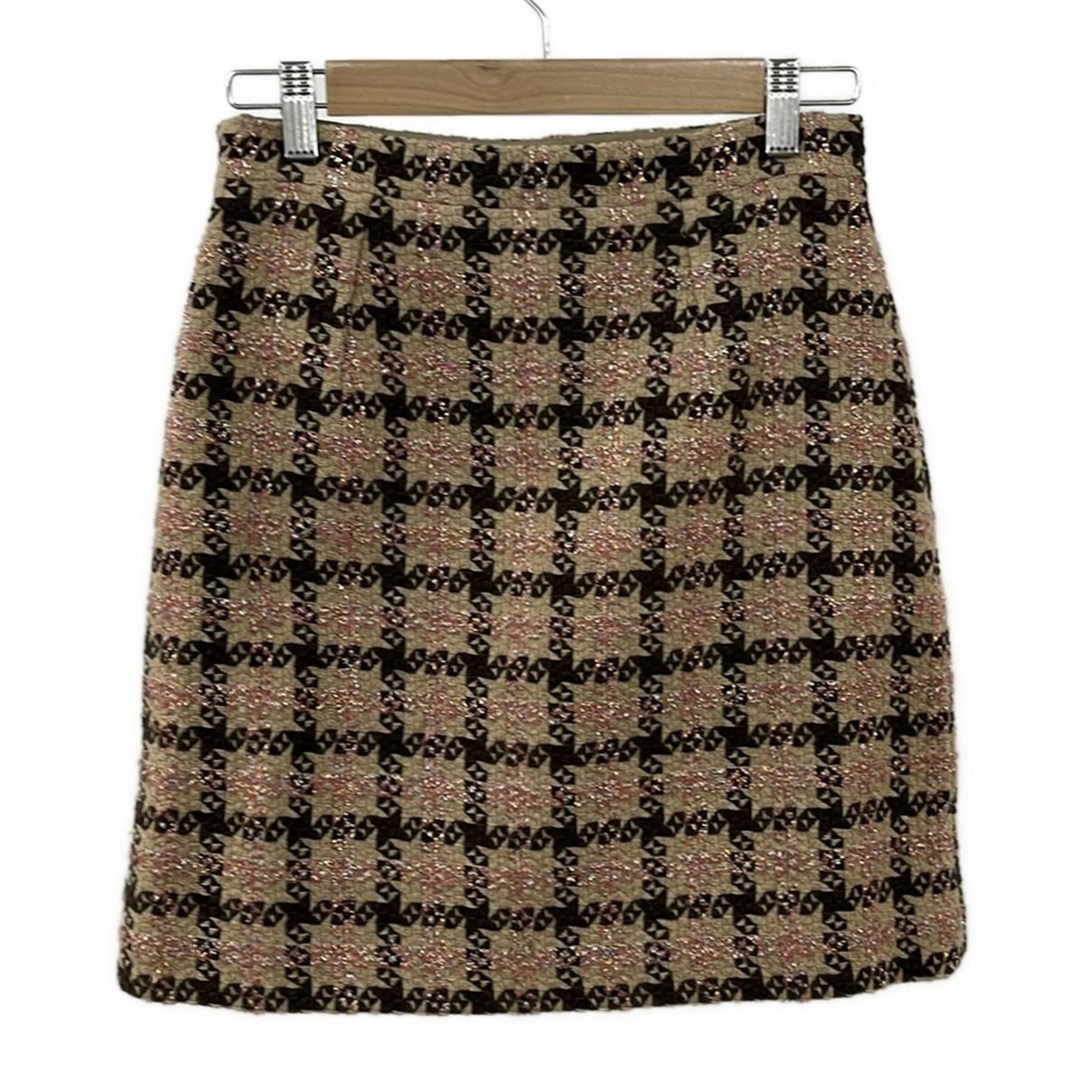 GUCCI グッチ スカート サイズ38 S レディース - 677554 ベージュ×ダークブラウン×ライトピンク ひざ丈 ツイード ラメ