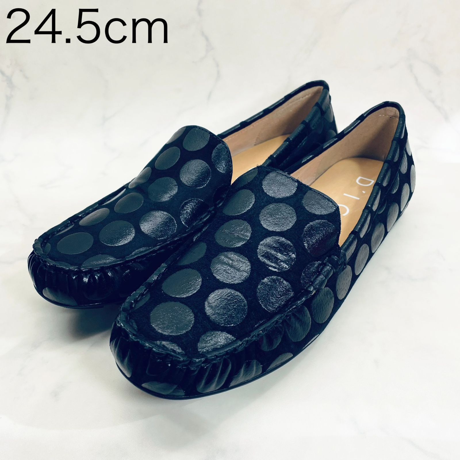 ディッシー プレーンモカシンシューズ 24.5㎝ ブラック 黒カタオシ