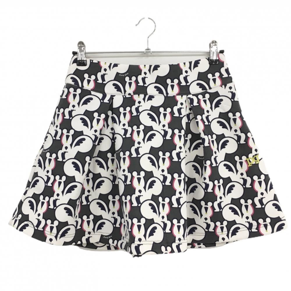 パーリーゲイツ スカート グレー 白 リス総柄 レディース 0 S ゴルフウェア PEARLY GATES