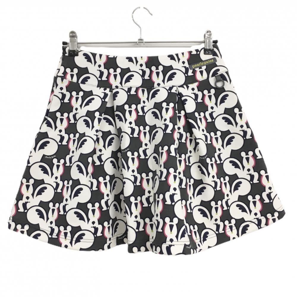 パーリーゲイツ スカート グレー×白 リス総柄 レディース 0 S ゴルフウェア PEARLY GATES