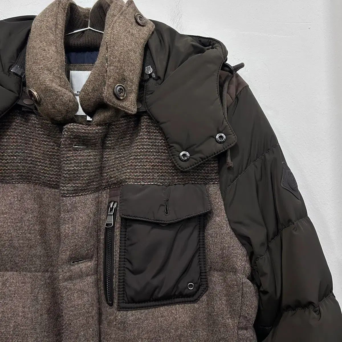 BEAN POLE ビーンポール ガーメント ダックダウン ウール パッチ フード ダウンジャケット