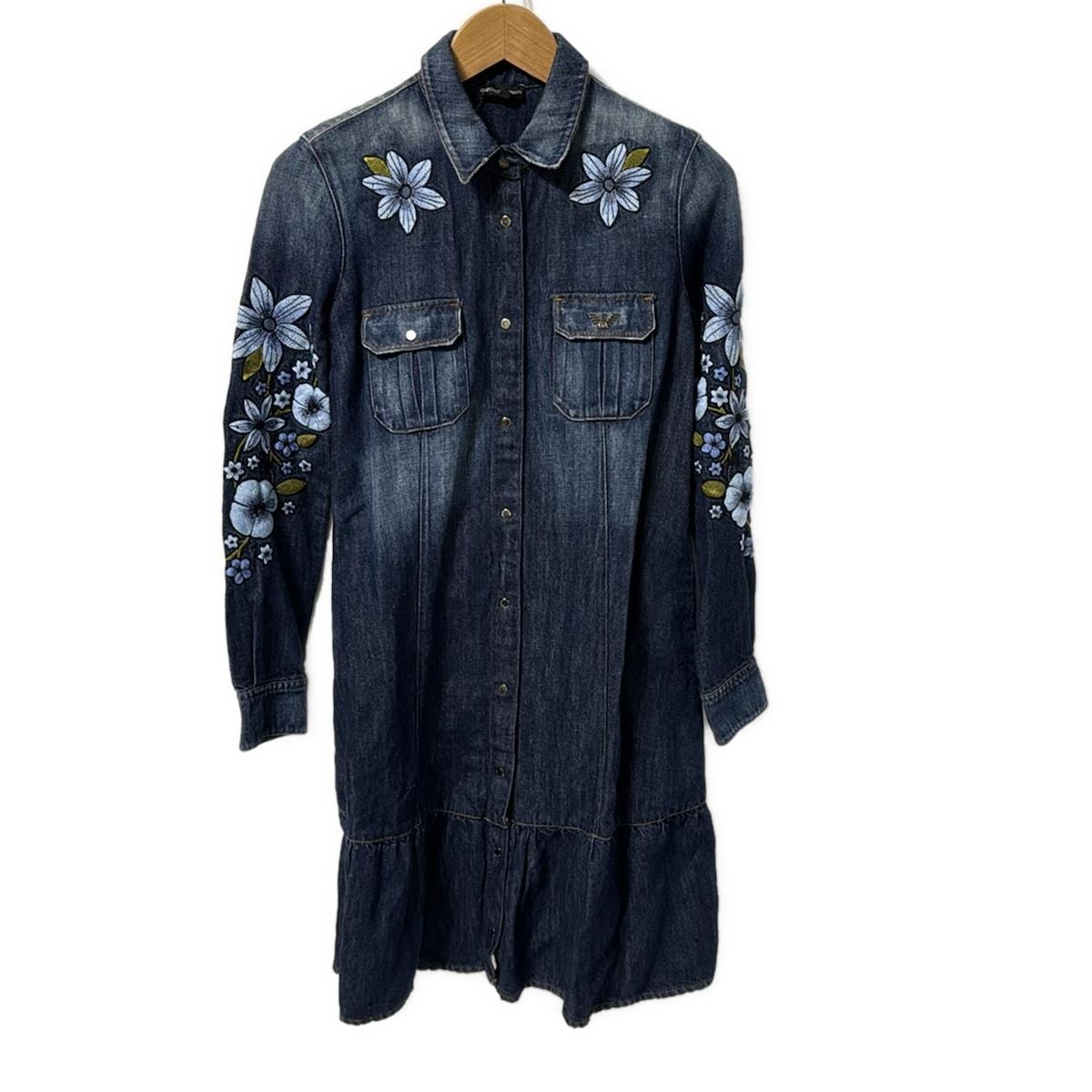 エンポリオアルマーニ ワンピース サイズ38 S レディース - ダークネイビー×ライトブルー×カーキ