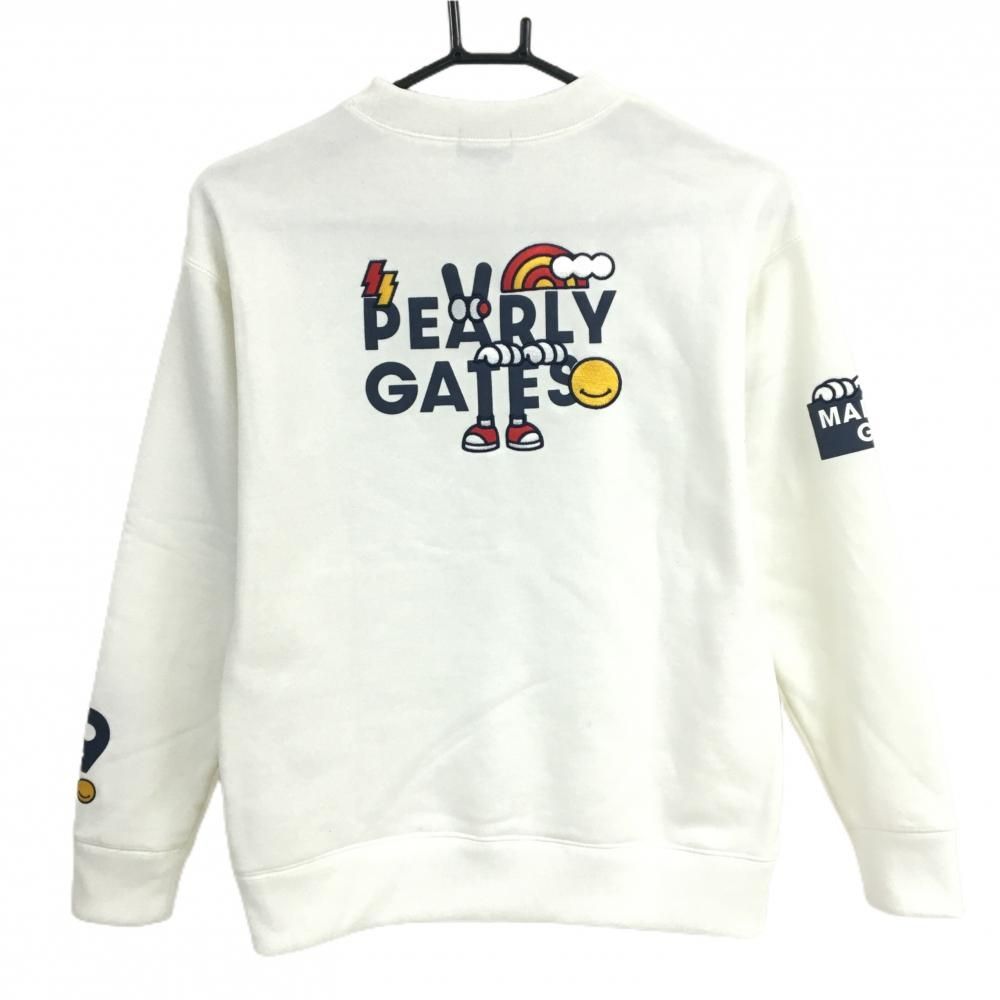 美品】パーリーゲイツ トレーナー 白 バックプリント ニコちゃん