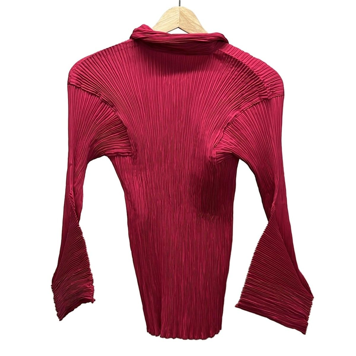 ISSEYMIYAKE イッセイミヤケ 長袖ポロシャツ サイズM レディース - ピンク プリーツ