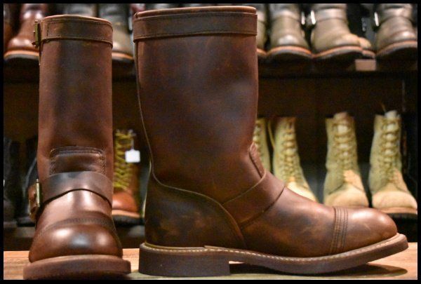 8 D 11年 レッドウィング 8121 エンジニア アイアンスミス アンバーハーネスプルアップレザー 茶 ブーツ redwing FL 072