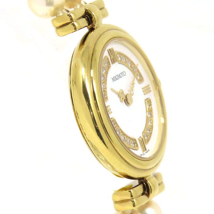 MIKIMOTO ミキモト デザイン パールブレスレット ウォッチ ホワイト