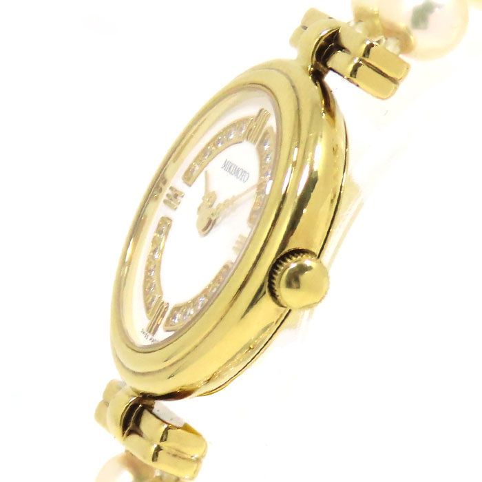 MIKIMOTO ミキモト デザイン パールブレスレット ウォッチ ホワイト