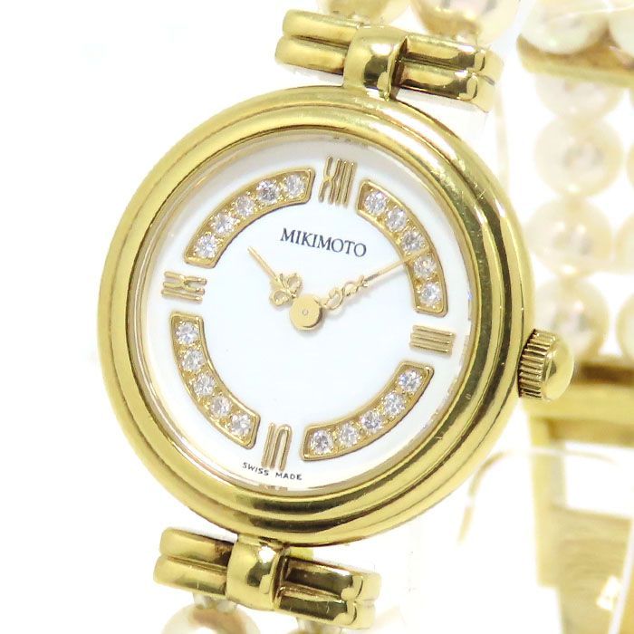 MIKIMOTO ミキモト デザイン パールブレスレット ウォッチ ホワイト