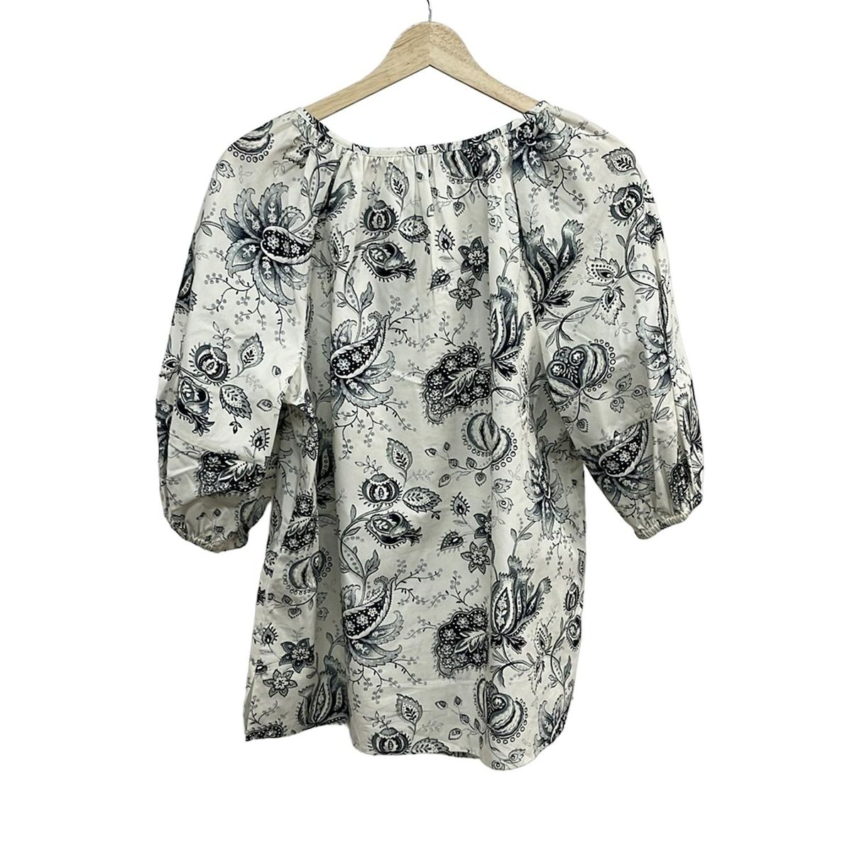 ETRO エトロ 七分袖カットソー サイズ40 M レディース - 白×ダークネイビー×ブルーグレー ペイズリー柄