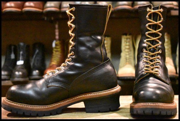 8 D 16年 レッドウィング 9210 クローンダイク ロガー 黒 ブラック 茶芯 スチールトゥ ロング 編み上げ ブーツ redwing FL 075
