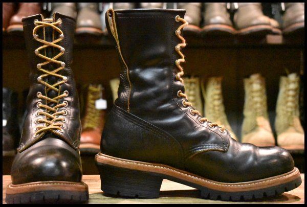 8 D 16年 レッドウィング 9210 クローンダイク ロガー 黒 ブラック 茶芯 スチールトゥ ロング 編み上げ ブーツ redwing FL 075