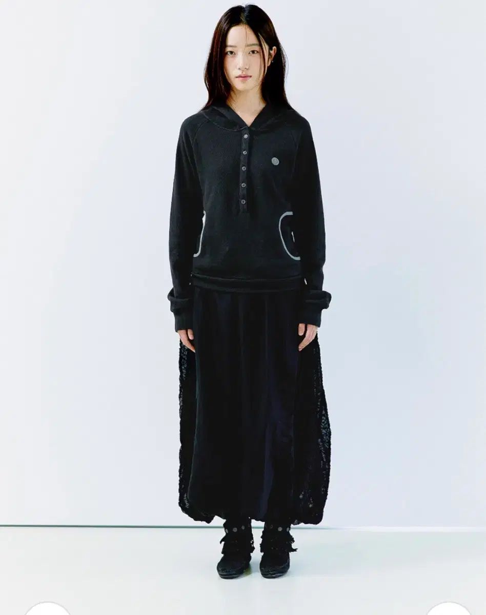 オフィッシュ LACE PANEL BALLOON SKIRT BLACK