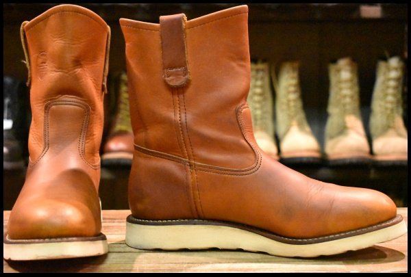 8 D 緑犬タグ 犬刻印 97年 レッドウィング 866 ペコス 茶 オロイジナル ブラウン プルオン ブーツ redwing pecos FL 076