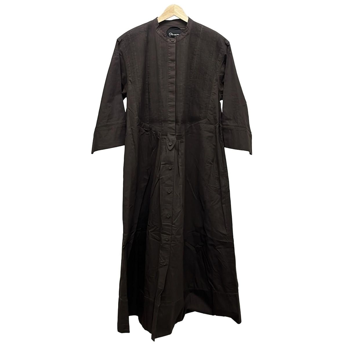 Pheeta フィータ ワンピース サイズ2 M レディース ダークブラウン ダークグリーン クルーネック 長袖 ロング