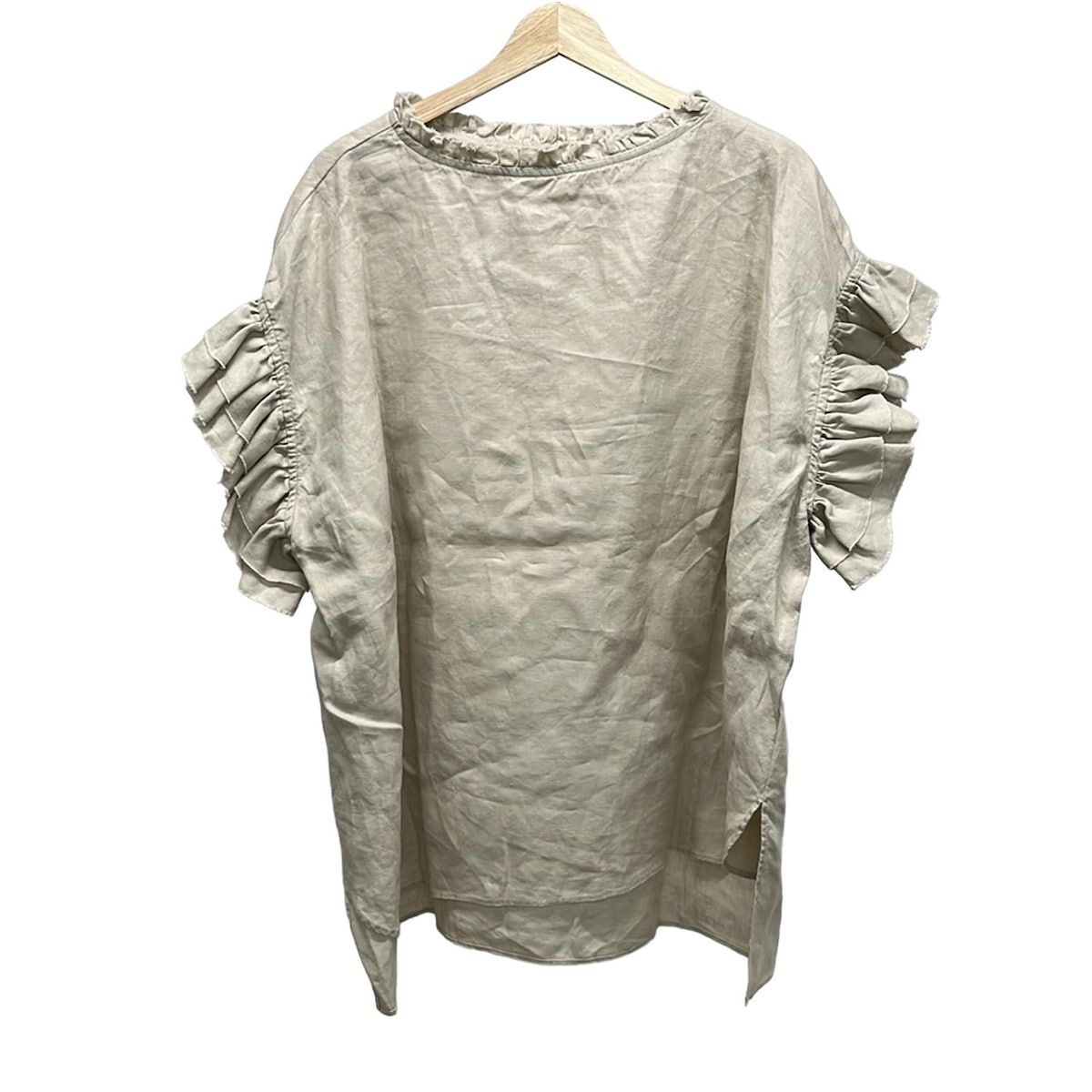 HOUSE OF LOTUS ハウス オブ ロータス 半袖カットソー サイズM レディース - ベージュ クルーネック 麻 フリル