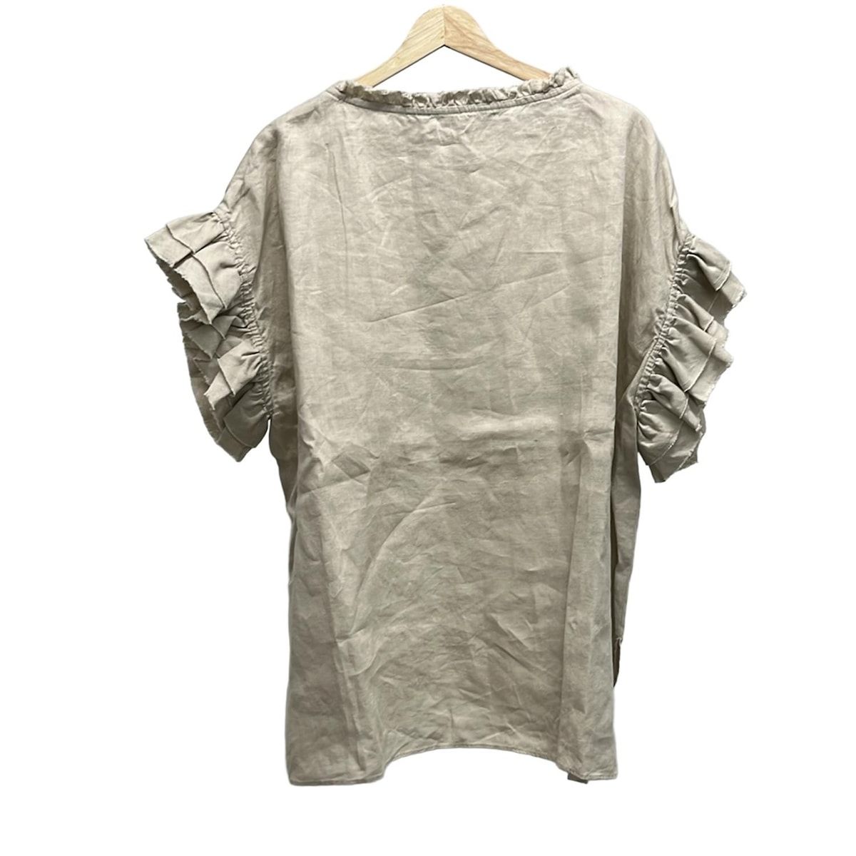 HOUSE OF LOTUS ハウス オブ ロータス 半袖カットソー サイズM レディース - ベージュ クルーネック 麻 フリル