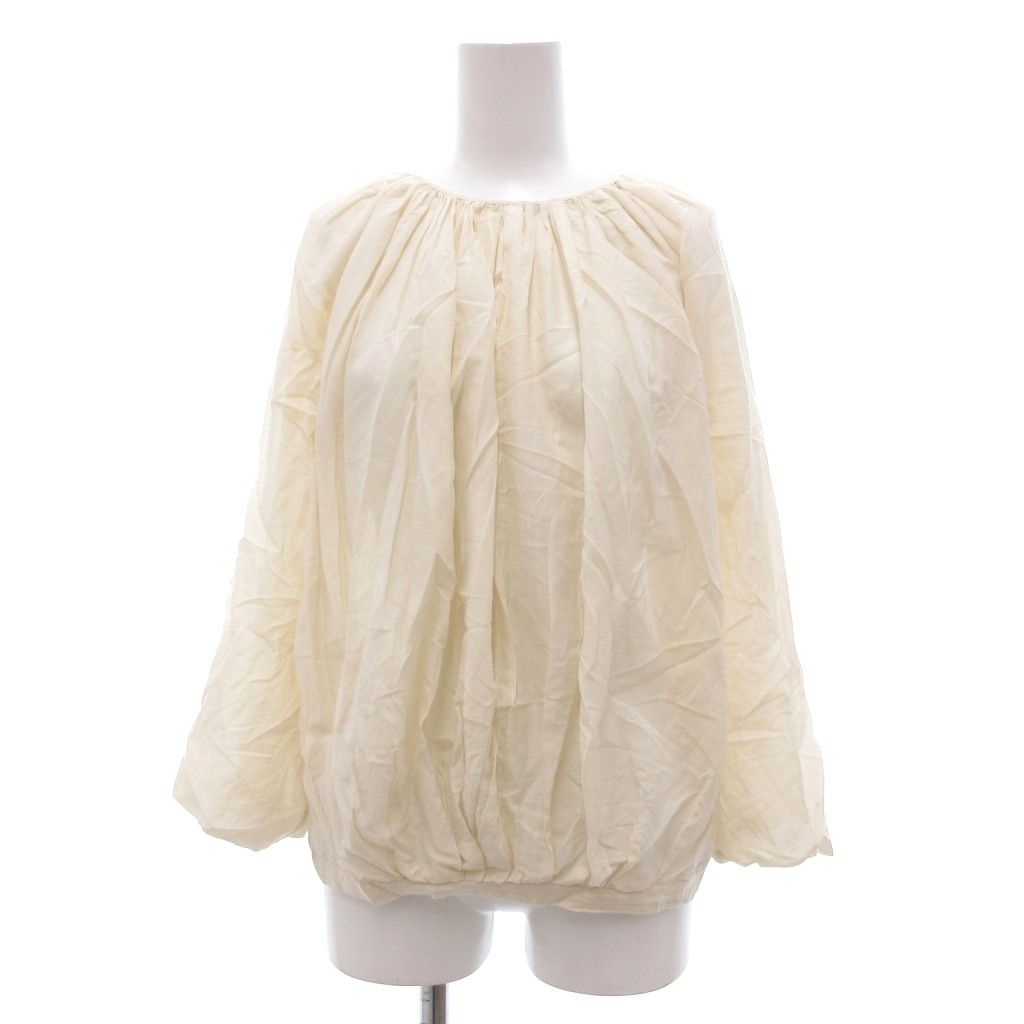 ドゥロワー Drawer ギャザー ブラウス シルク混 36 クリームカラー /UO