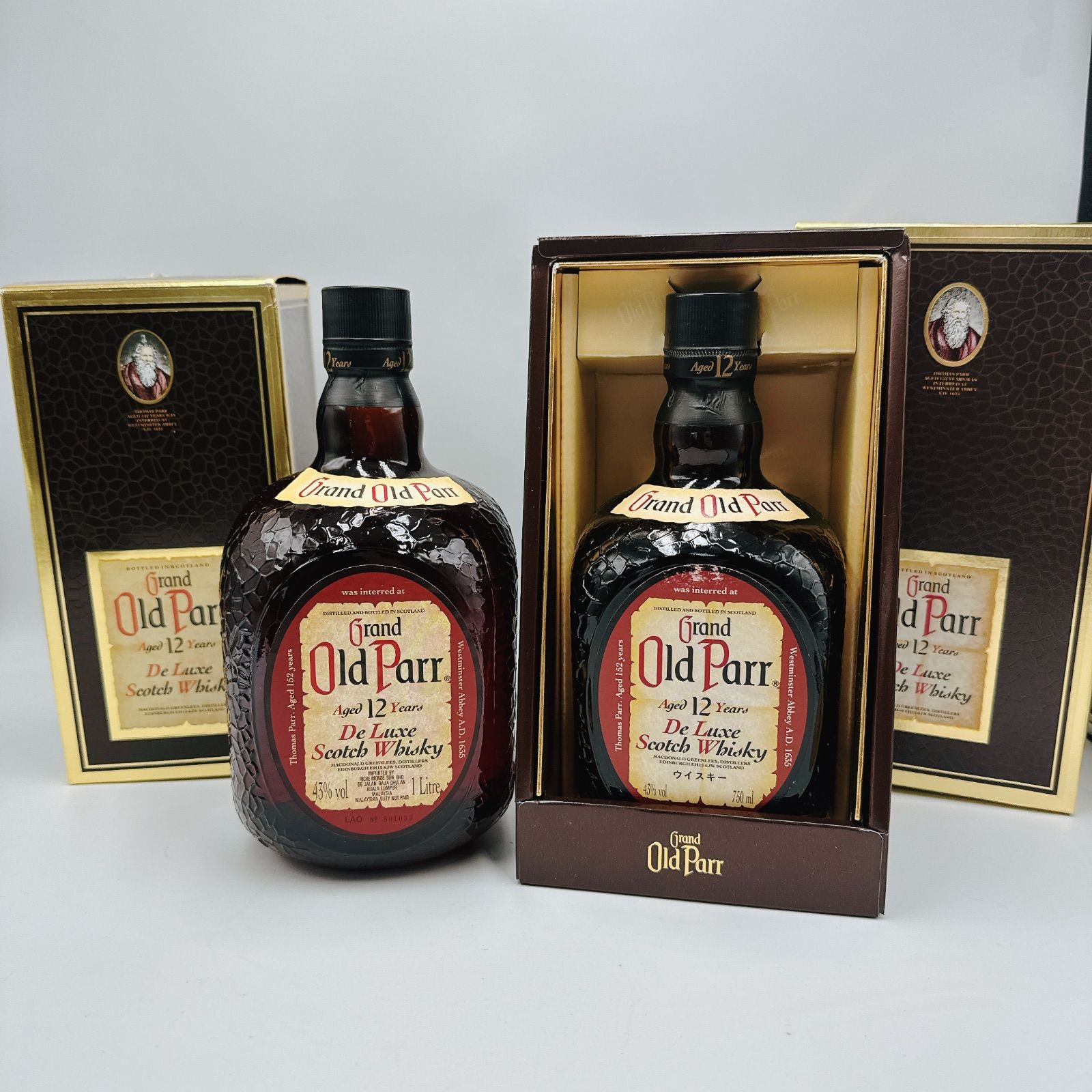 古酒セットGrand Old Parr 12年 & JohnnieWalker 未開栓】2点セット Grand Old Parr 12年 DeLuxe SCOTCH WHISKY 1L