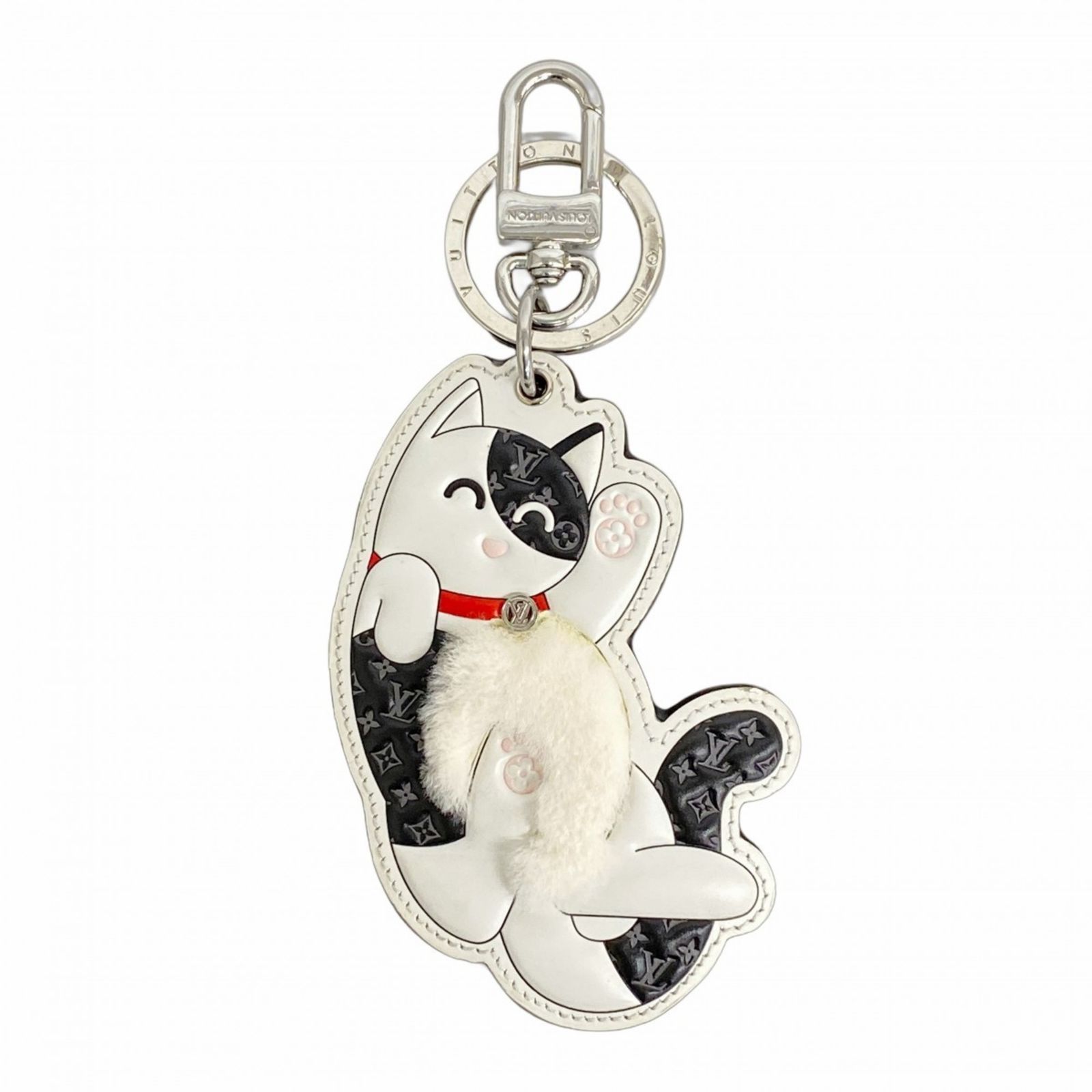 ルイ ヴィトン Louis Vuitton キーホルダー モノグラム エクリプス リバース LV キャット M 01475 ホワイト ブラウンレディース