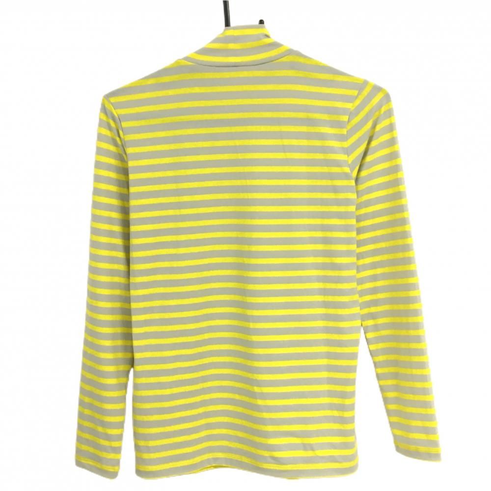 超美品】アンパスィ 長袖ハイネックシャツ ライトグレー×イエロー