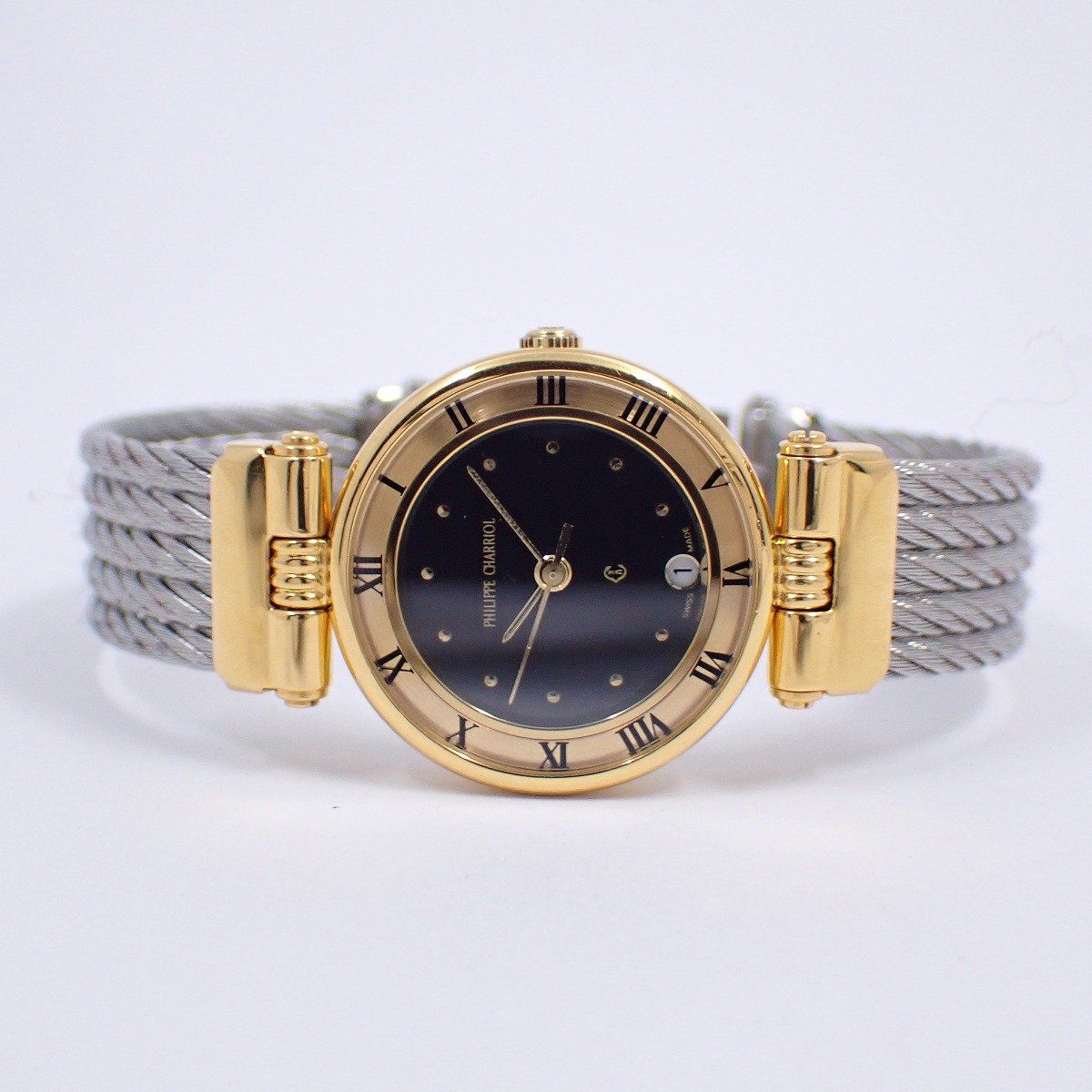 シャリオール ケルティック クォーツ レディース 腕時計 コンビ 黒文字