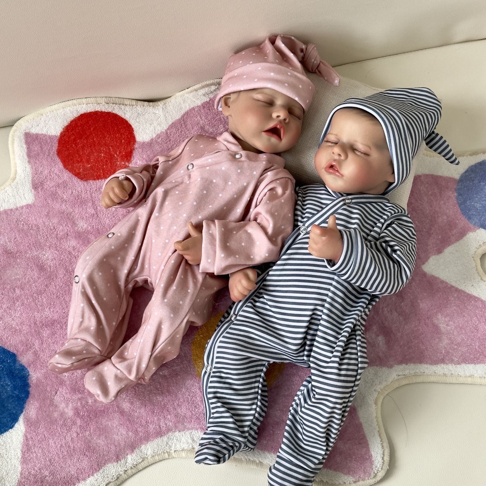  手作り＆リアル リボーンベビードール 16.5インチ 42 cm 3 Dスキン 血管描写 グレー ピンク 服 プレゼント 女の子 男の子 グレーストライプ その他 ベビー キッズおもちゃ