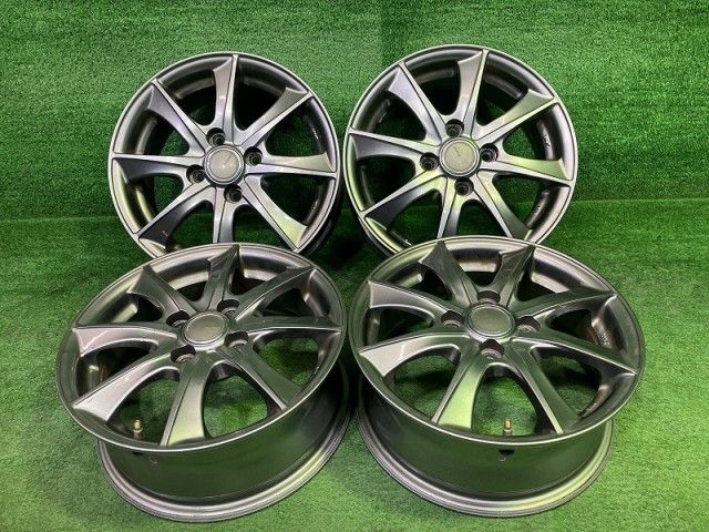 レーベン ｷｭｰﾌﾞ ﾔﾘｽ ホイール アルミ ガンメタ 14インチ 5 J 4穴 4本 100 45