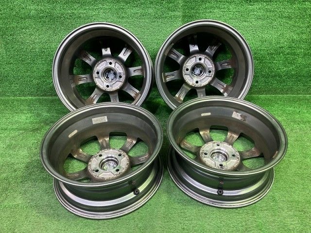 レーベン ｷｭｰﾌﾞ ﾔﾘｽ ホイール アルミ ガンメタ 14インチ 5 J 4穴 4本 100 45