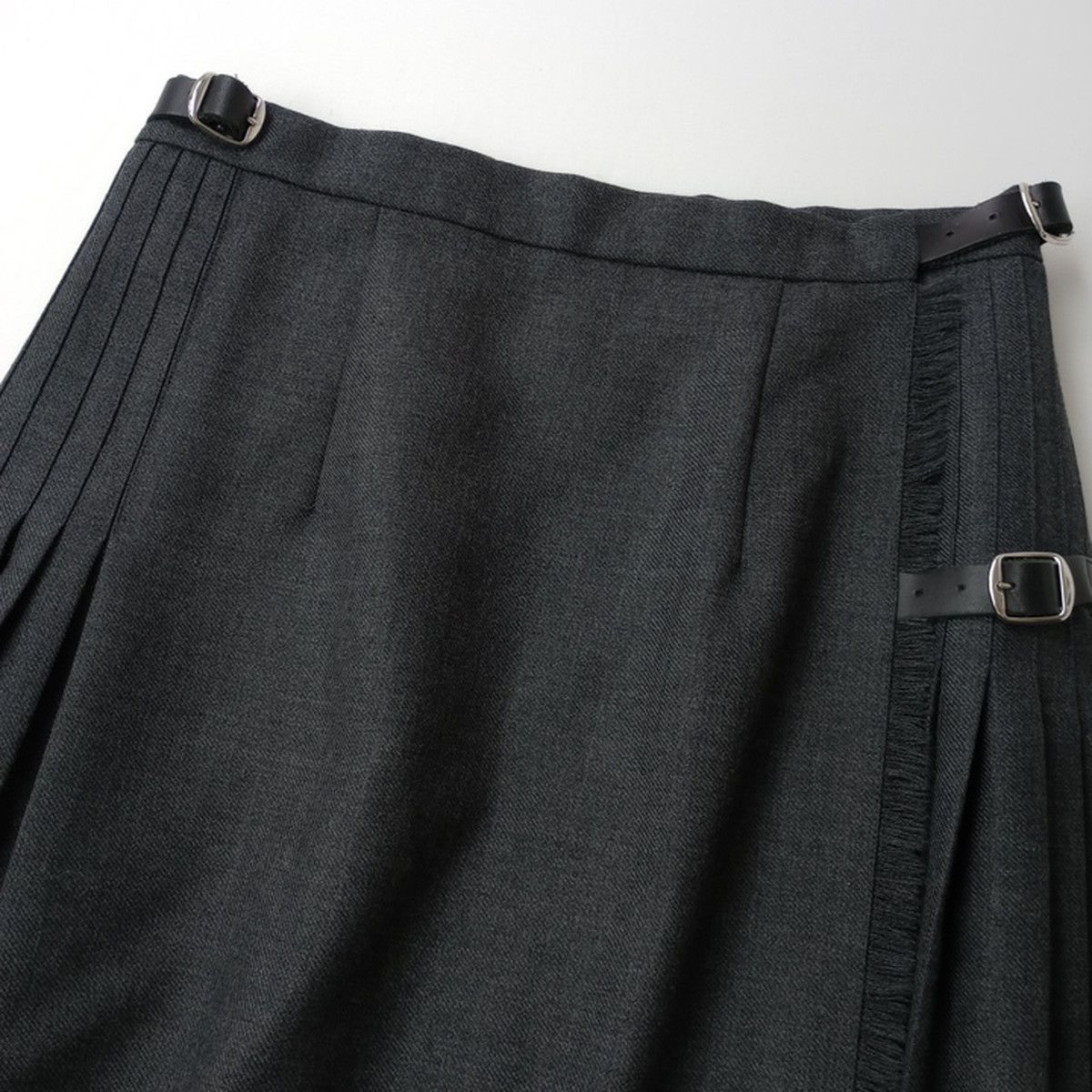 O NEIL of DUBLIN オニールオブダブリン プリーツ キルトスカート ウール 毛 100％ GB 10 グレー 117 K 7369 25 F