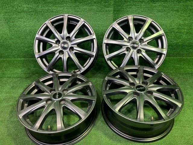 ユーロスピード ﾉｰﾄ ｷｭｰﾌﾞ ホイール アルミ ガンメタ 15インチ 5 J 4穴 4本 100 45