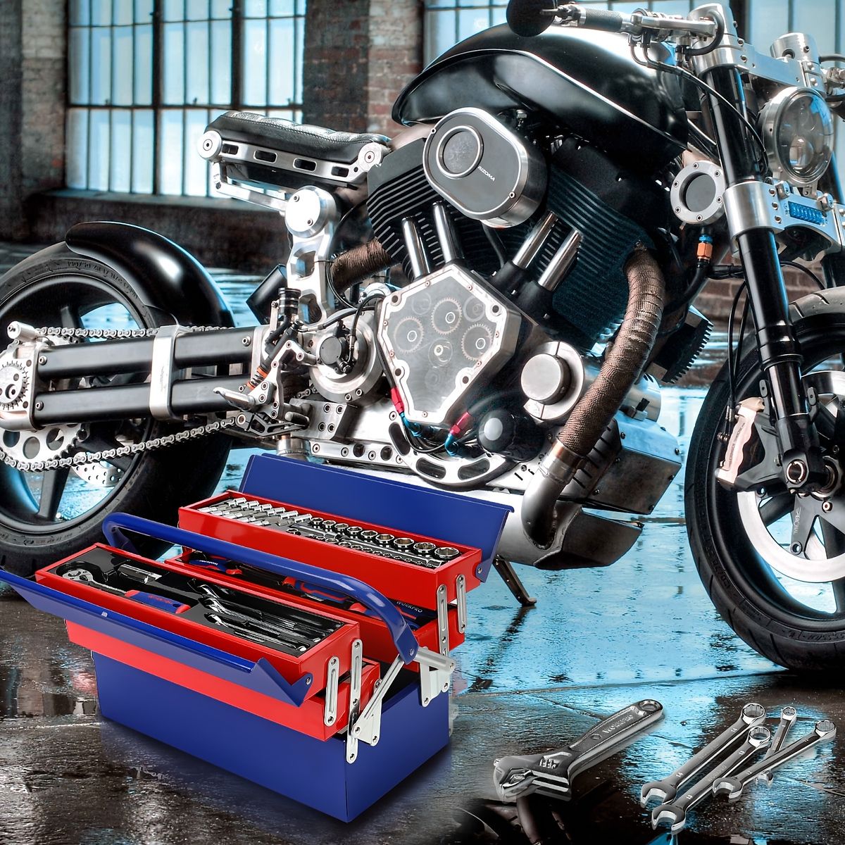 DIYから本格作業まで 85点 ツールセット WORKPRO ホームツール カーメンテナンス ソケットレンチ付属 鉄製ケース 工具セット 車 バイク 修理 工具 き