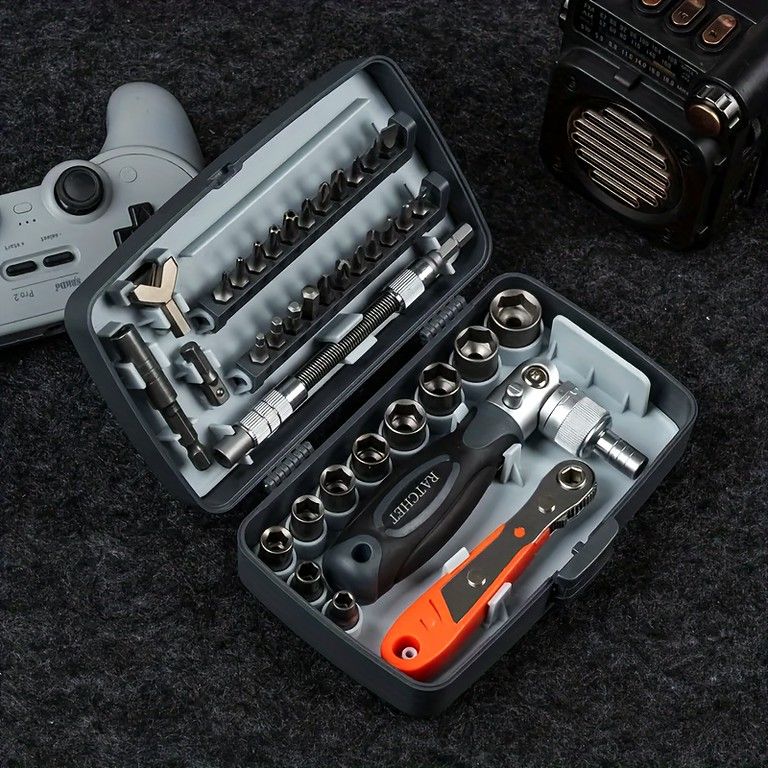 38in1】自動車修理ツールセット ラチェットレンチ ソケット ドライバー