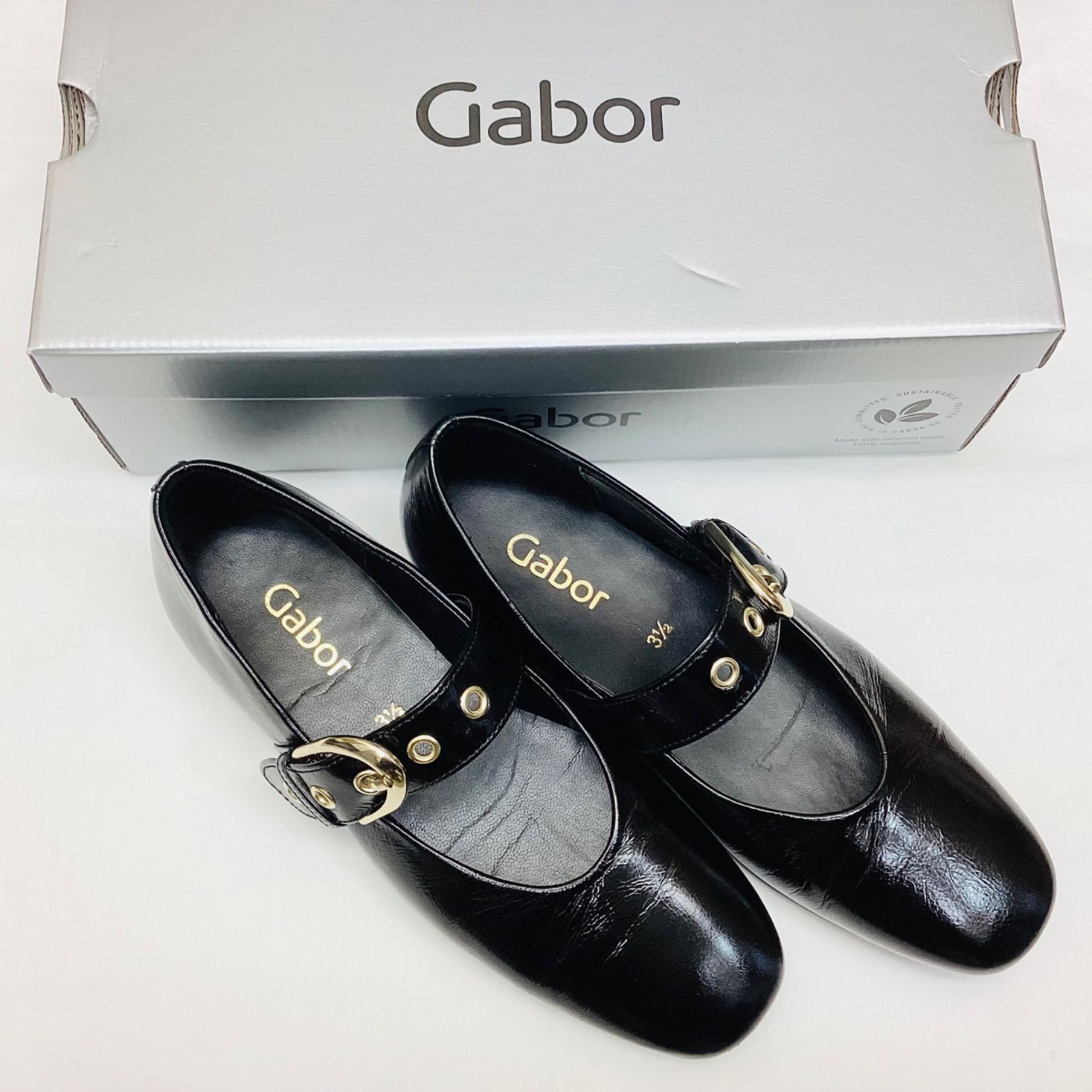 Gabor ガボール 靴 フラットシューズ Latex schwarz g 74.144.20 サイズ3 1 2 JP 22.5～23 cm