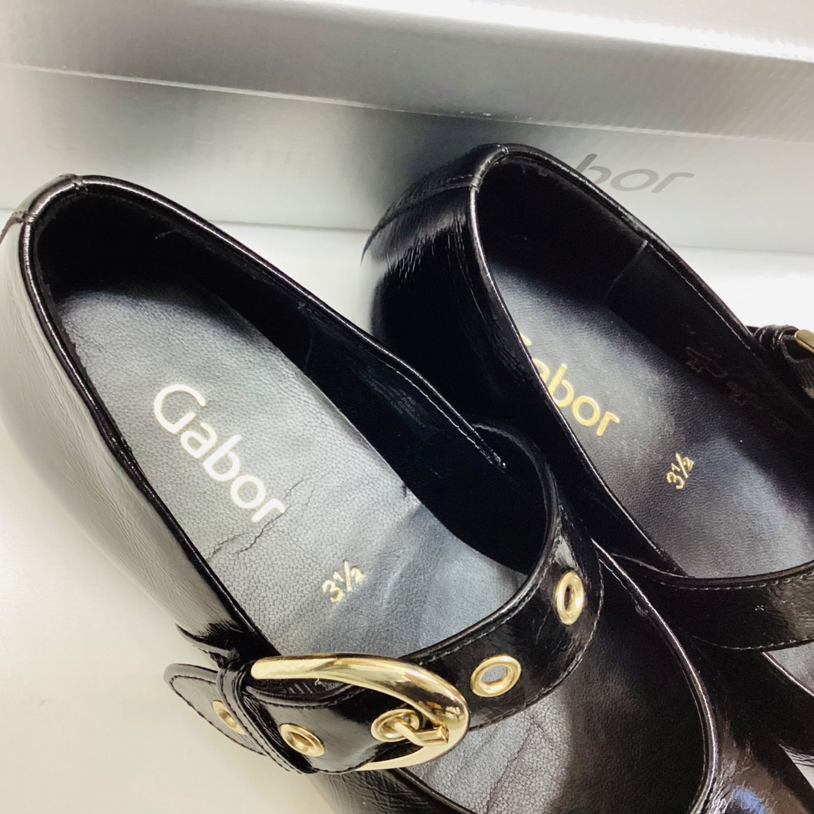 ☆Gabor ガボール 靴 フラットシューズ Latex schwarz(gold)74.144.20