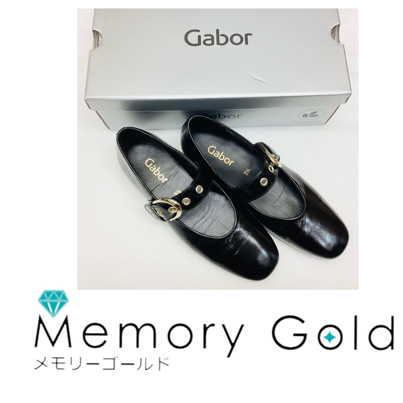 Gabor ガボール 靴 フラットシューズ Latex schwarz g 74.144.20 サイズ3 1 2 JP 22.5～23 cm