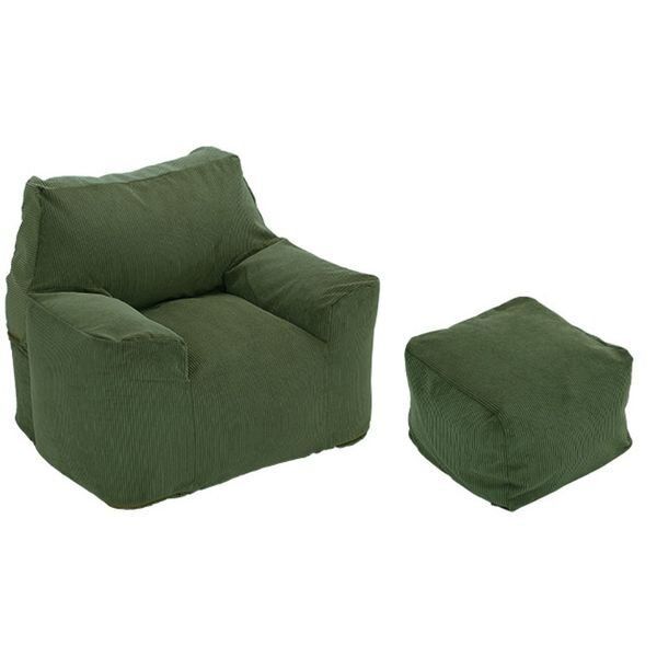 1人掛け ビーズソファ オットマンセット GRN グリーン