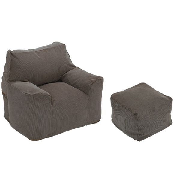 1人掛け ビーズソファ オットマンセット GRY グレー