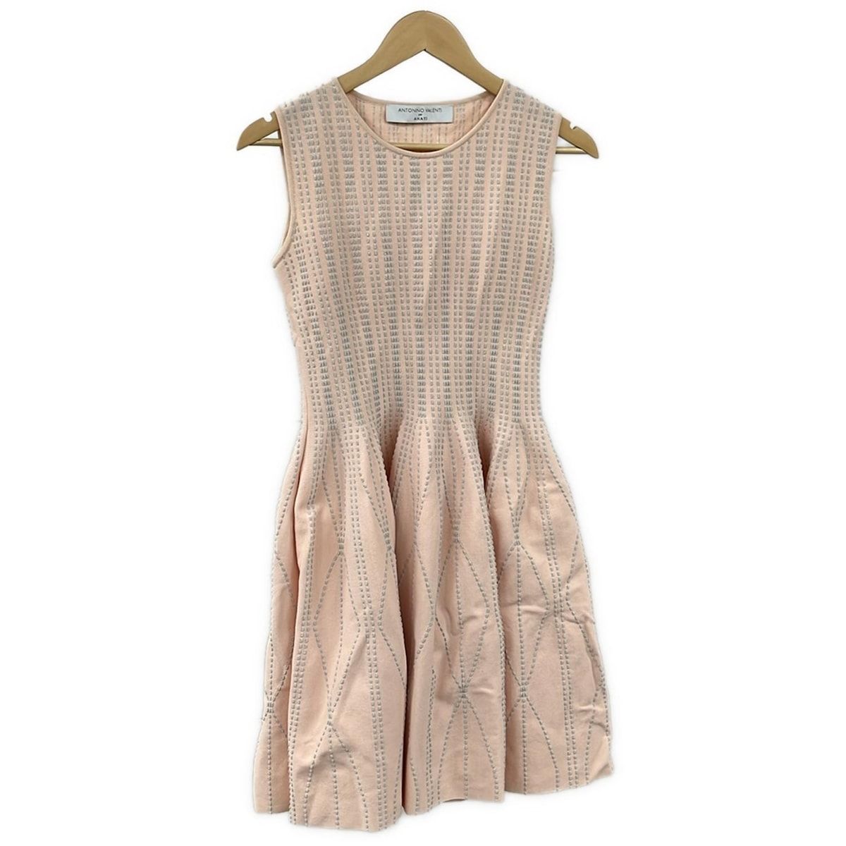 アントニーノ ヴァレンティ ワンピース サイズ38 M レディース - ピンク×グレー ノースリーブ キカストライプ ANAYI