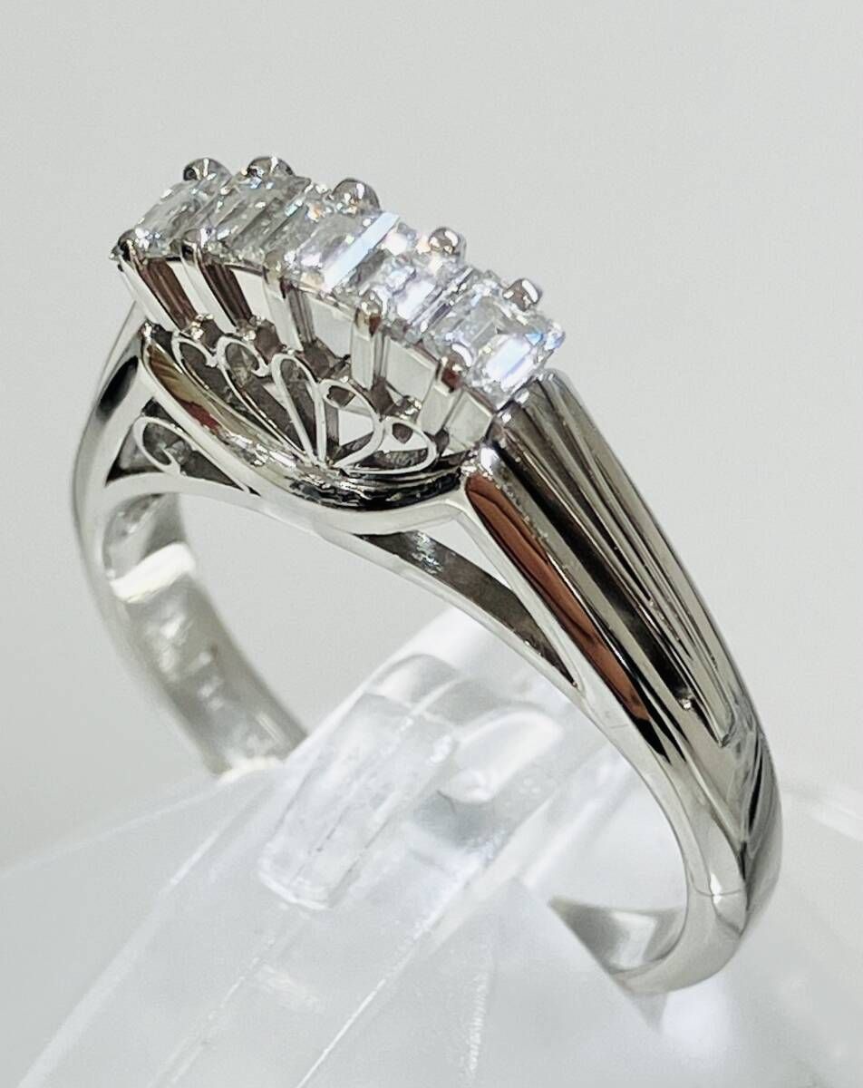 Pt 900 天然ダイヤモンド 0.37 ct 9号 4.9 g リング