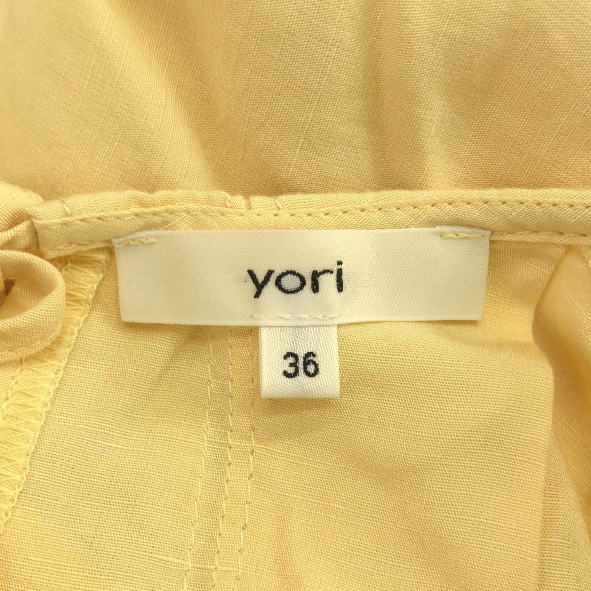 【新品タグ付】yori ヨリ ループプルオーバー 36 ライトイエロー 長袖 yori / ヨリ | リネン パフスリーブ ブラウス シャツ | 36 | イエロー