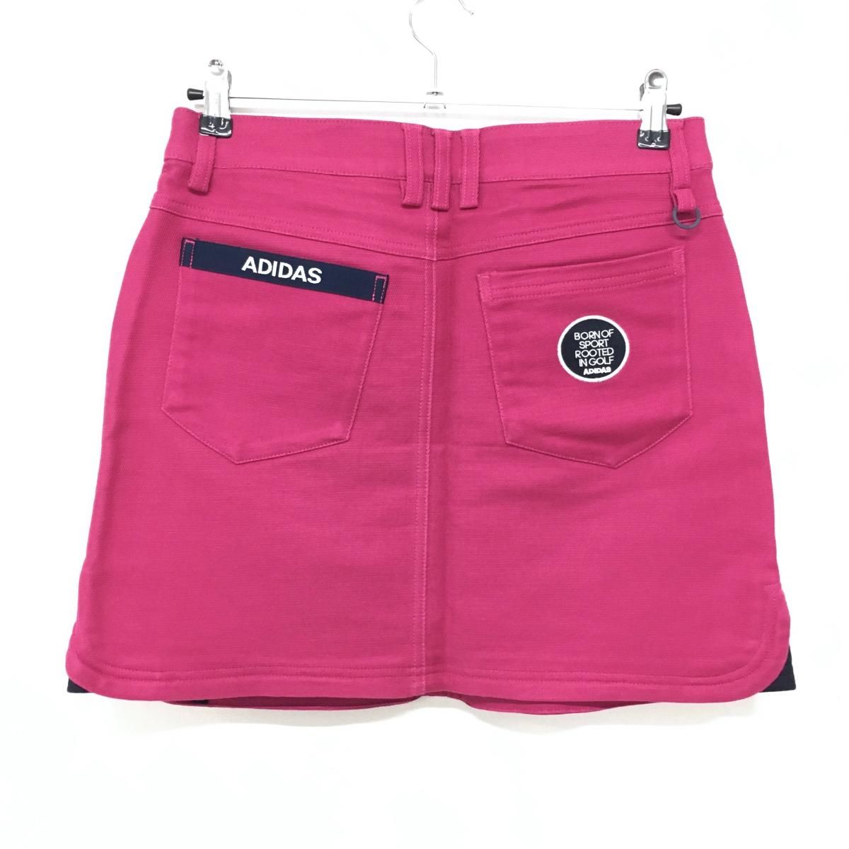 超美品】アディダス スカート ピンク系×ネイビー 後ろロゴ ストレッチ
