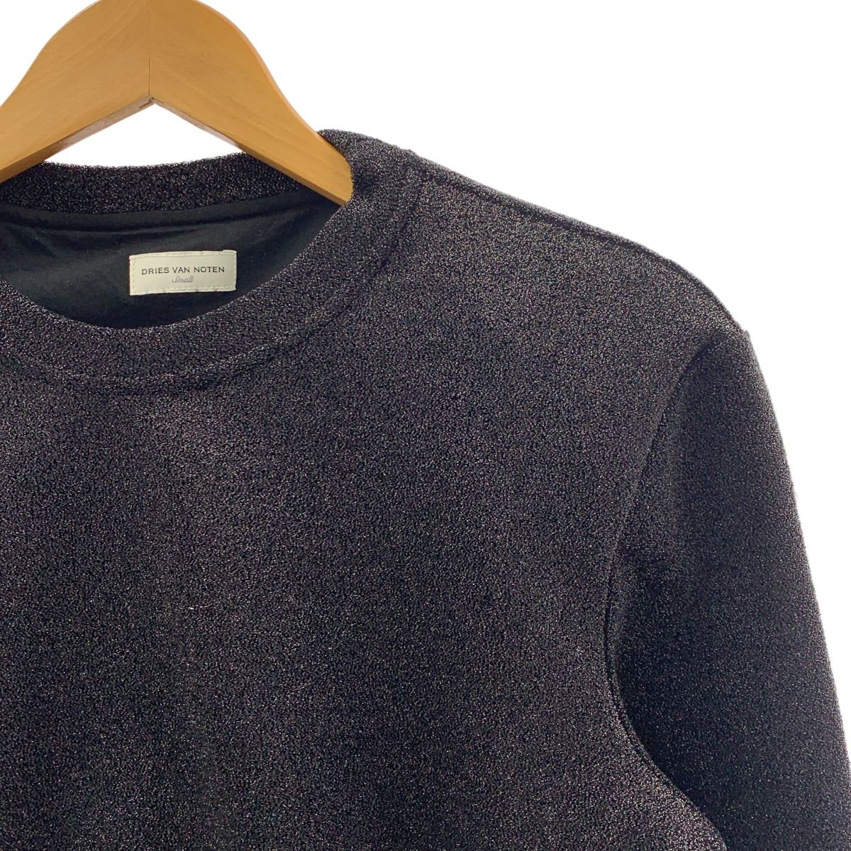 DRIES VAN NOTEN ドリスヴァンノッテン 2025 AW HALTOS パワーショルダー グリッター トレーナー トップス S ブラック レディース